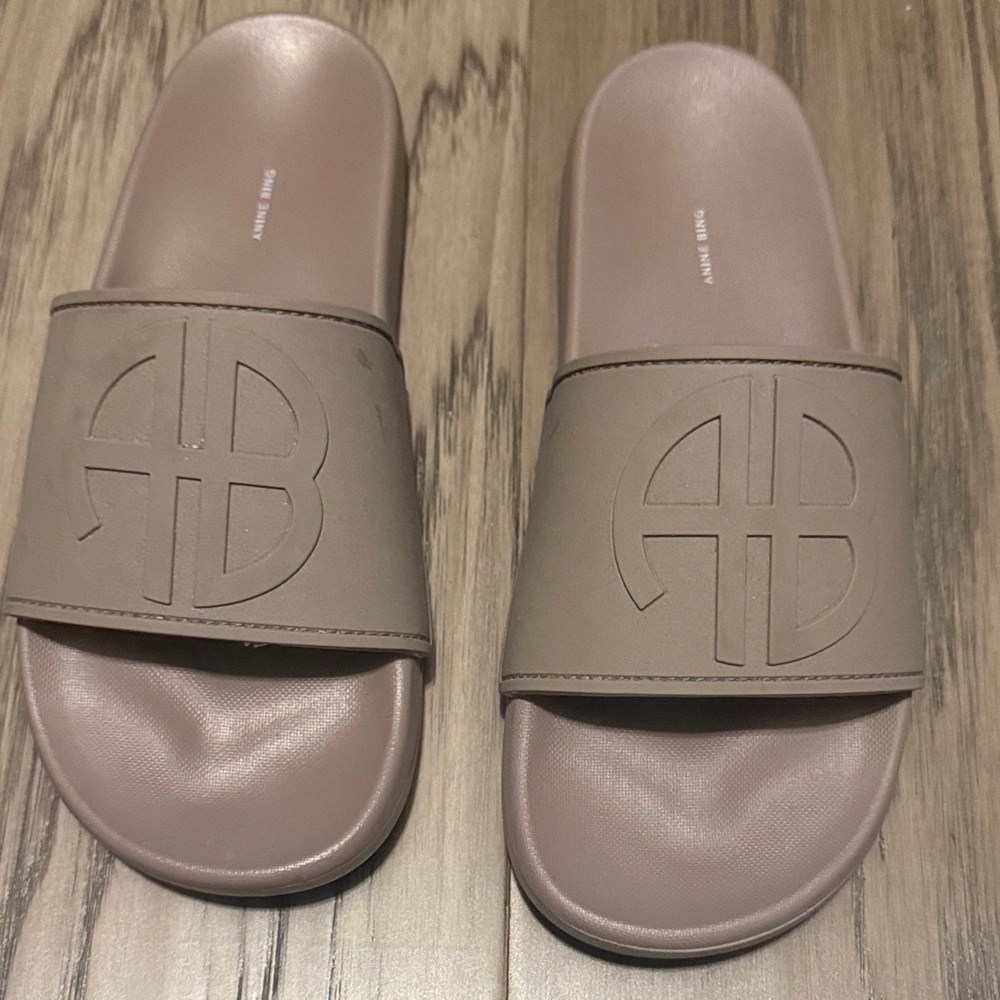 Anine Bing Women's Taupe Slide Sandals - Picture 2 of 3